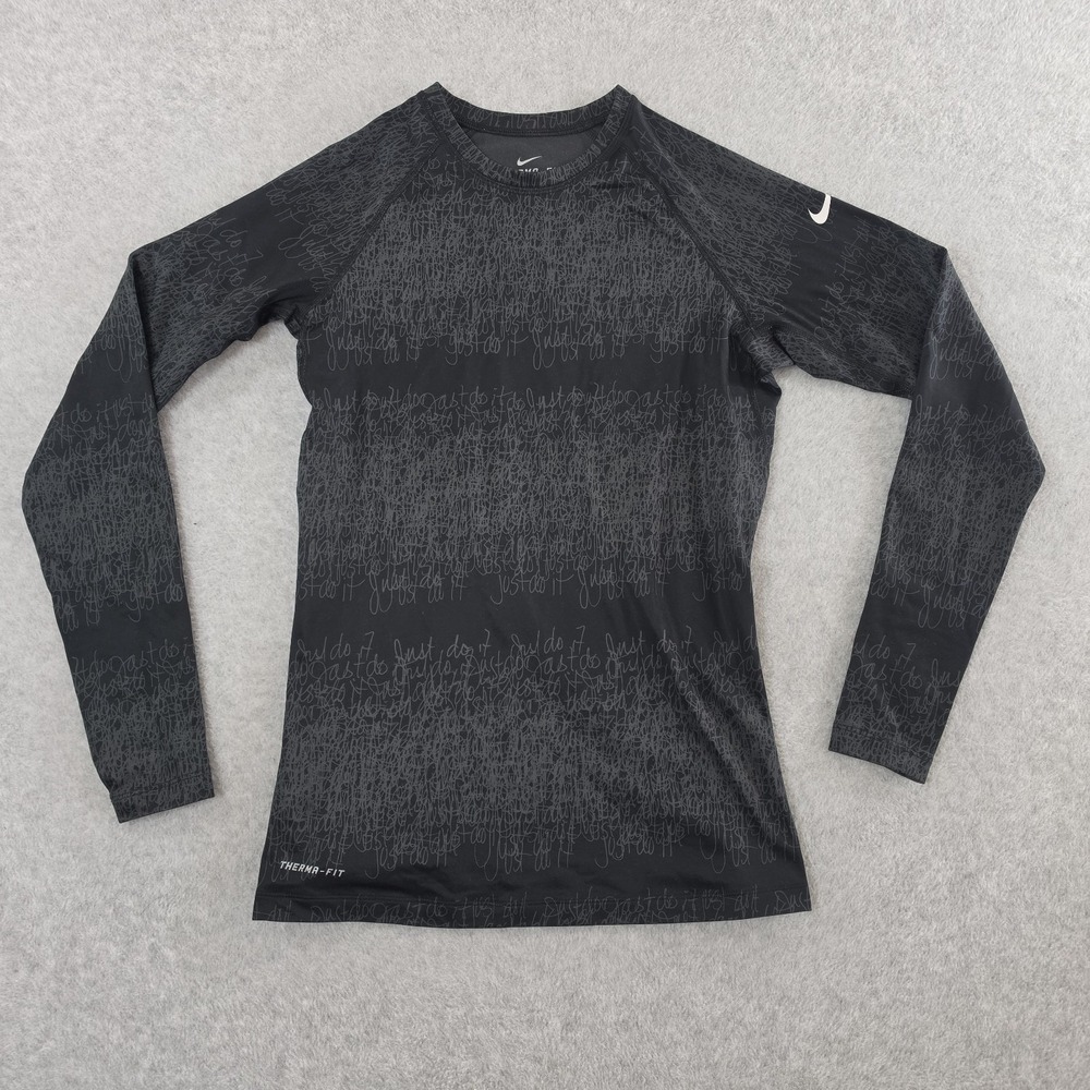 Nike Therma-FIT Women's Long Sleeve‎ Shirt M Black Just Do It Script Print Base